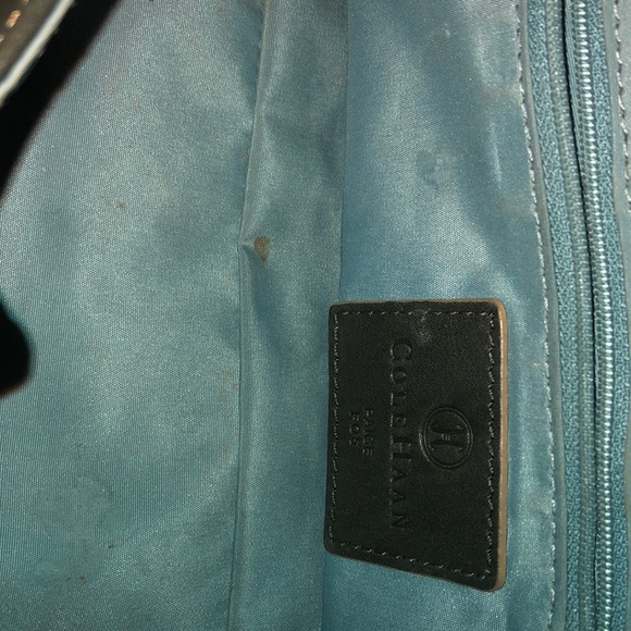 Vintage Cole Haan Paige Fog Leather Barrel Purse - Picture 6 of 16